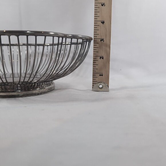 Vintage EP Brass SilverPlate Wire Bowl Fruit Floral Flower Pedestal Bread Basket - Picture 10 of 10